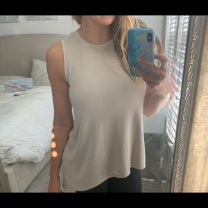 bcbgmaxazria asymmetrical top taupe